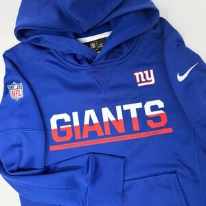 Kids Nike New York Giants Therma-Fit Hoodie Royal Blue NFL Apparel Size Small‎